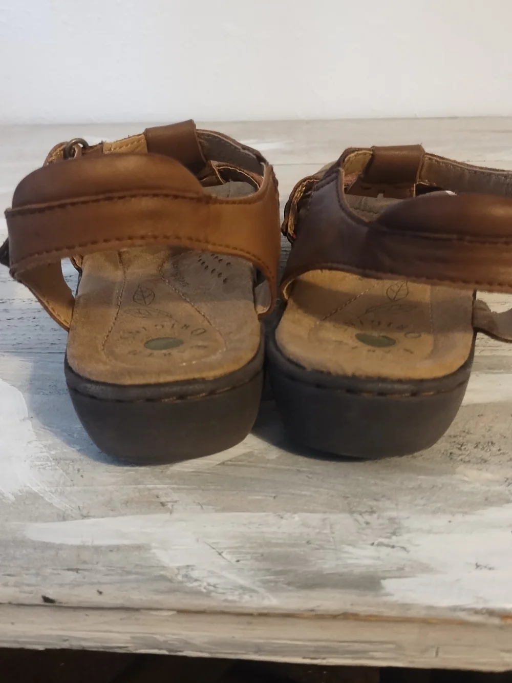 Earth Origins weiltek system Women Brown Leather Strappy Comfort Sandals Size8.5